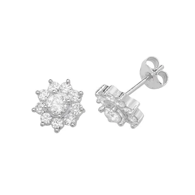 Acotis Silver Cluster Zirconia Stud Earrings G51081