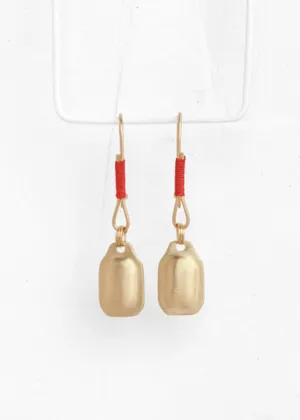 Agas & Tamar 14K Rectangle Earring W/ Red String