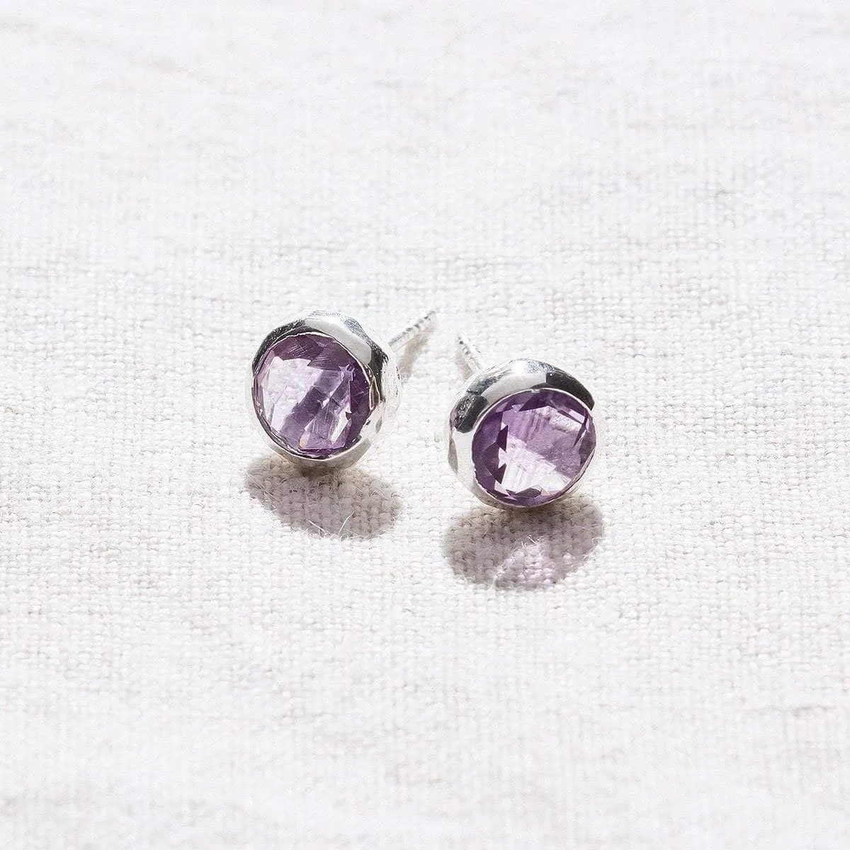 Amethyst Silver Stud Earring