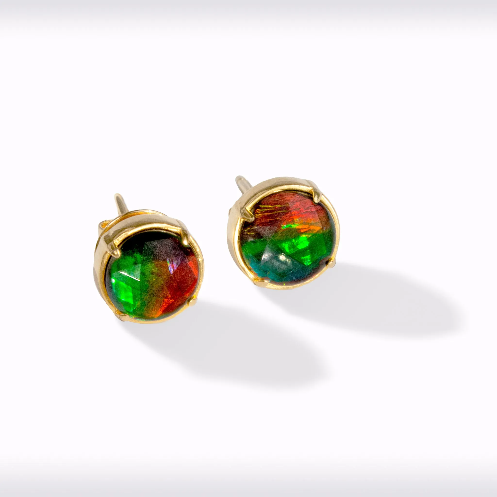 Ammolite Earrings 18k Gold Vermeil PROSPERITY Earrings with Garnet and White Topaz