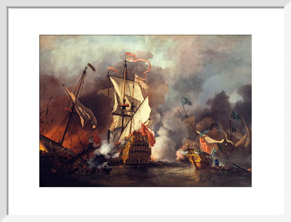 An English Ship in Action with Barbary Vessels (Custom Print)