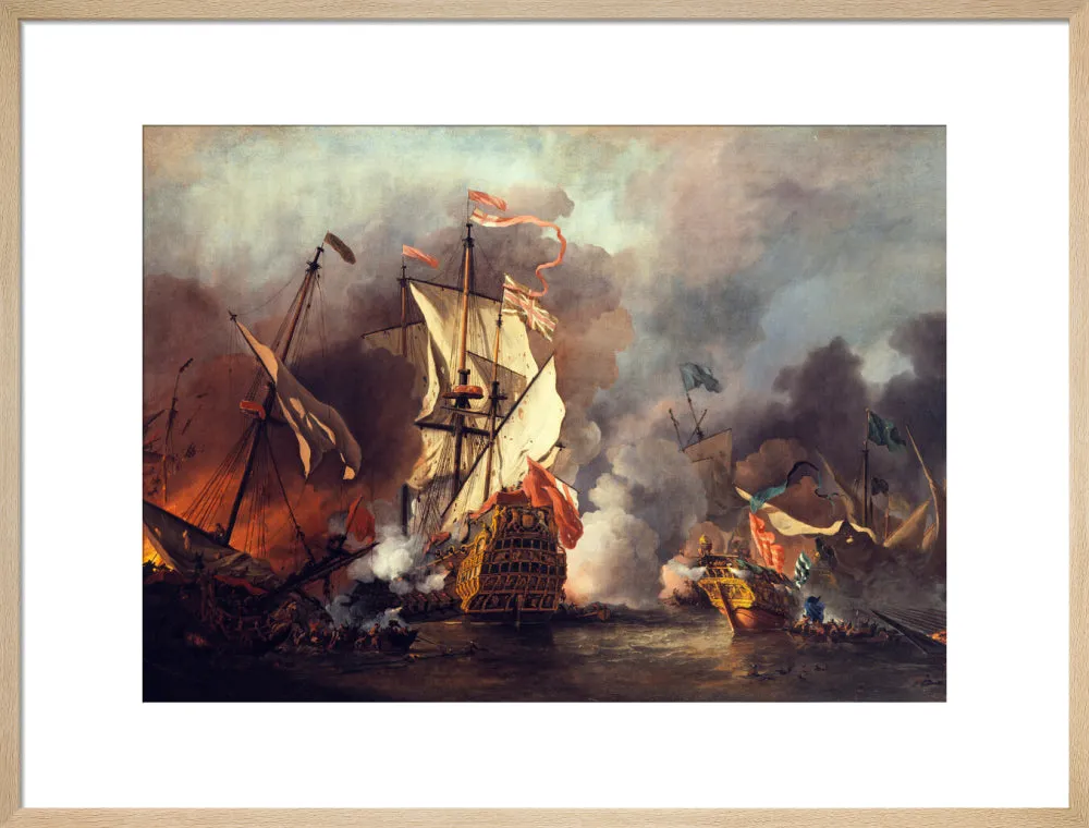 An English Ship in Action with Barbary Vessels (Custom Print)