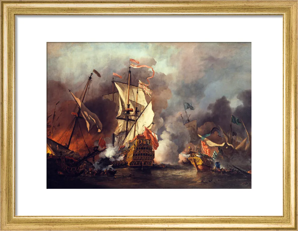 An English Ship in Action with Barbary Vessels (Custom Print)