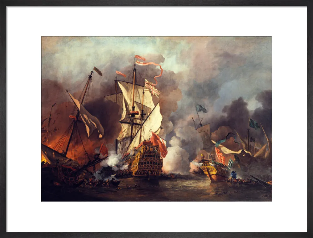 An English Ship in Action with Barbary Vessels (Custom Print)