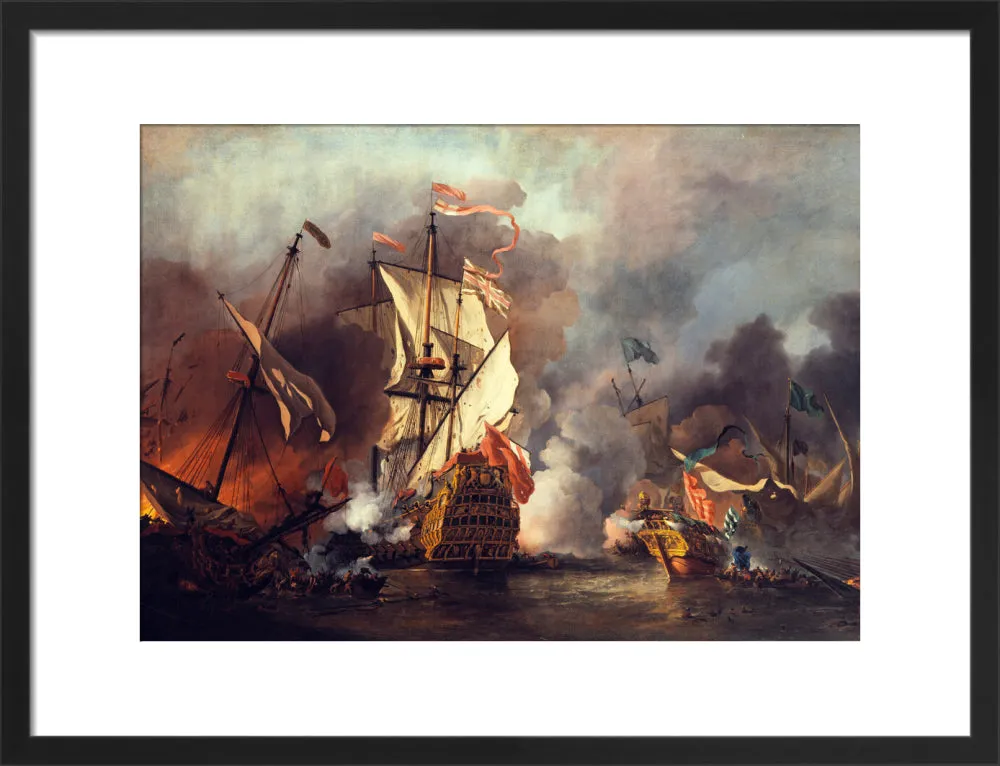 An English Ship in Action with Barbary Vessels (Custom Print)