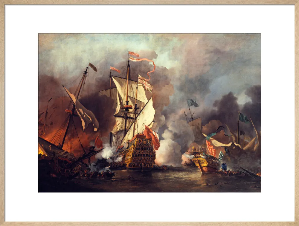 An English Ship in Action with Barbary Vessels (Custom Print)