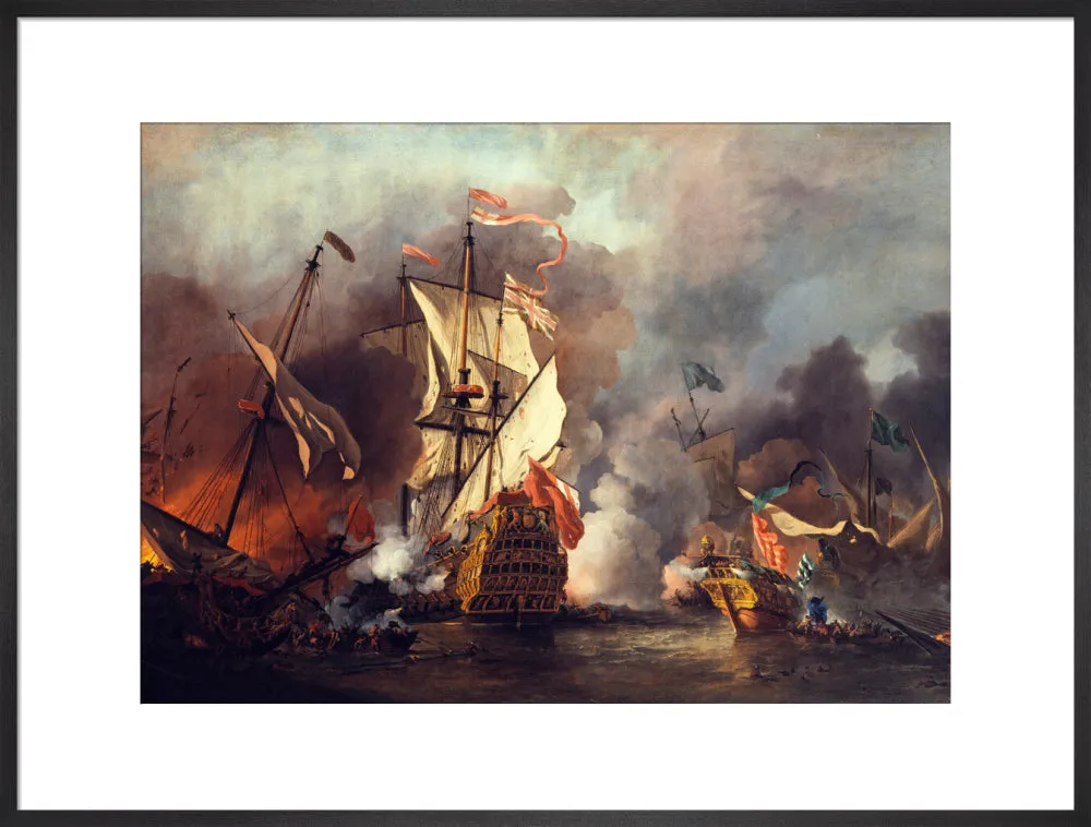 An English Ship in Action with Barbary Vessels (Custom Print)