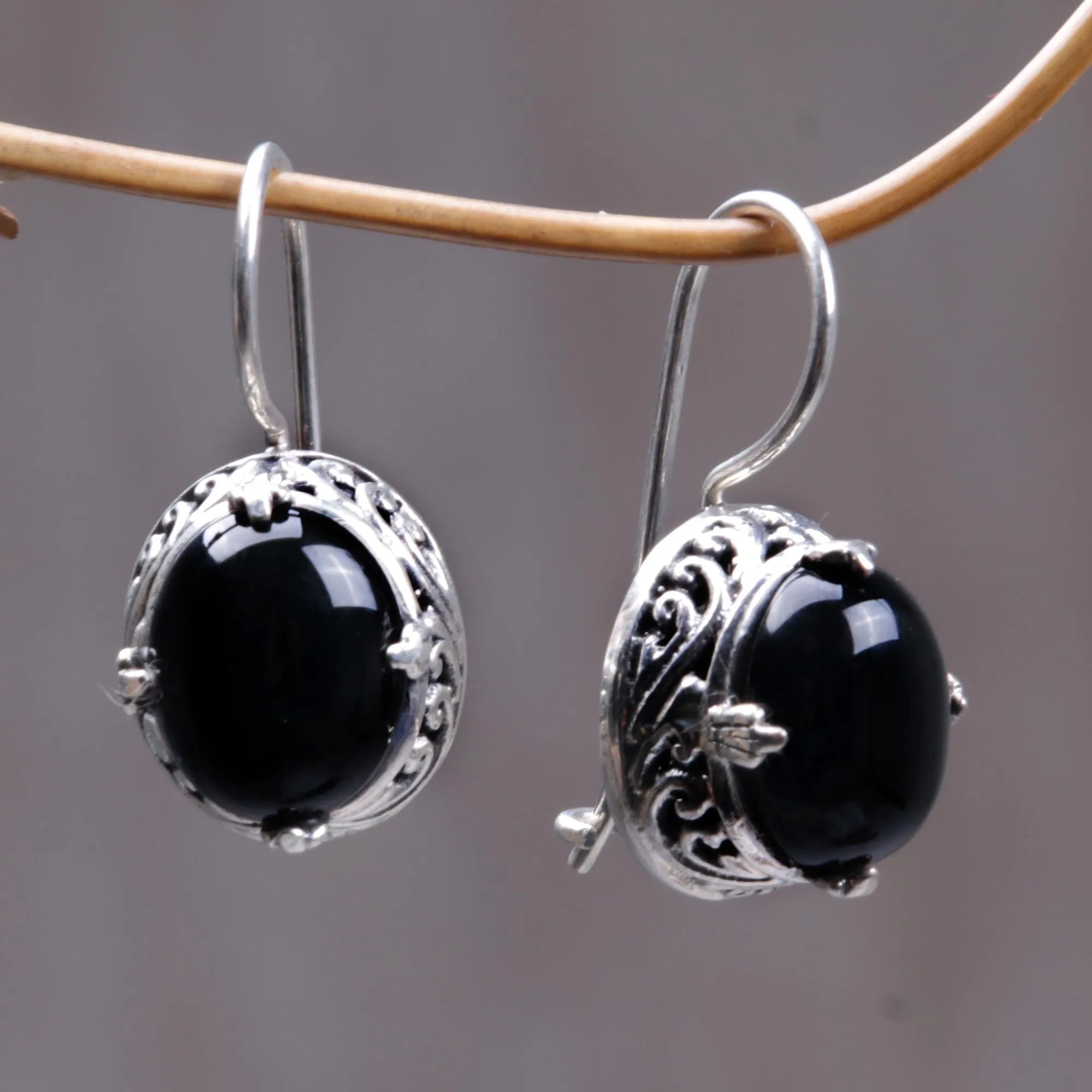 Angel Onyx Silver Drop Earrings