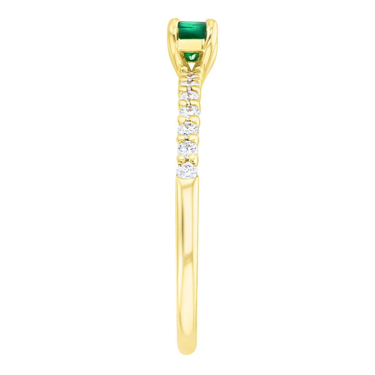 Bijou Collection 0.32ct Octagon Cut Emerald Ring with Diamond Shoulders | 9K Yellow Gold