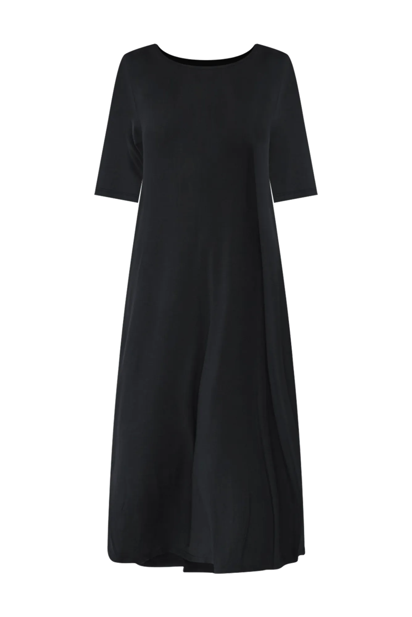 Black Micro Modal Tri Drape Dress