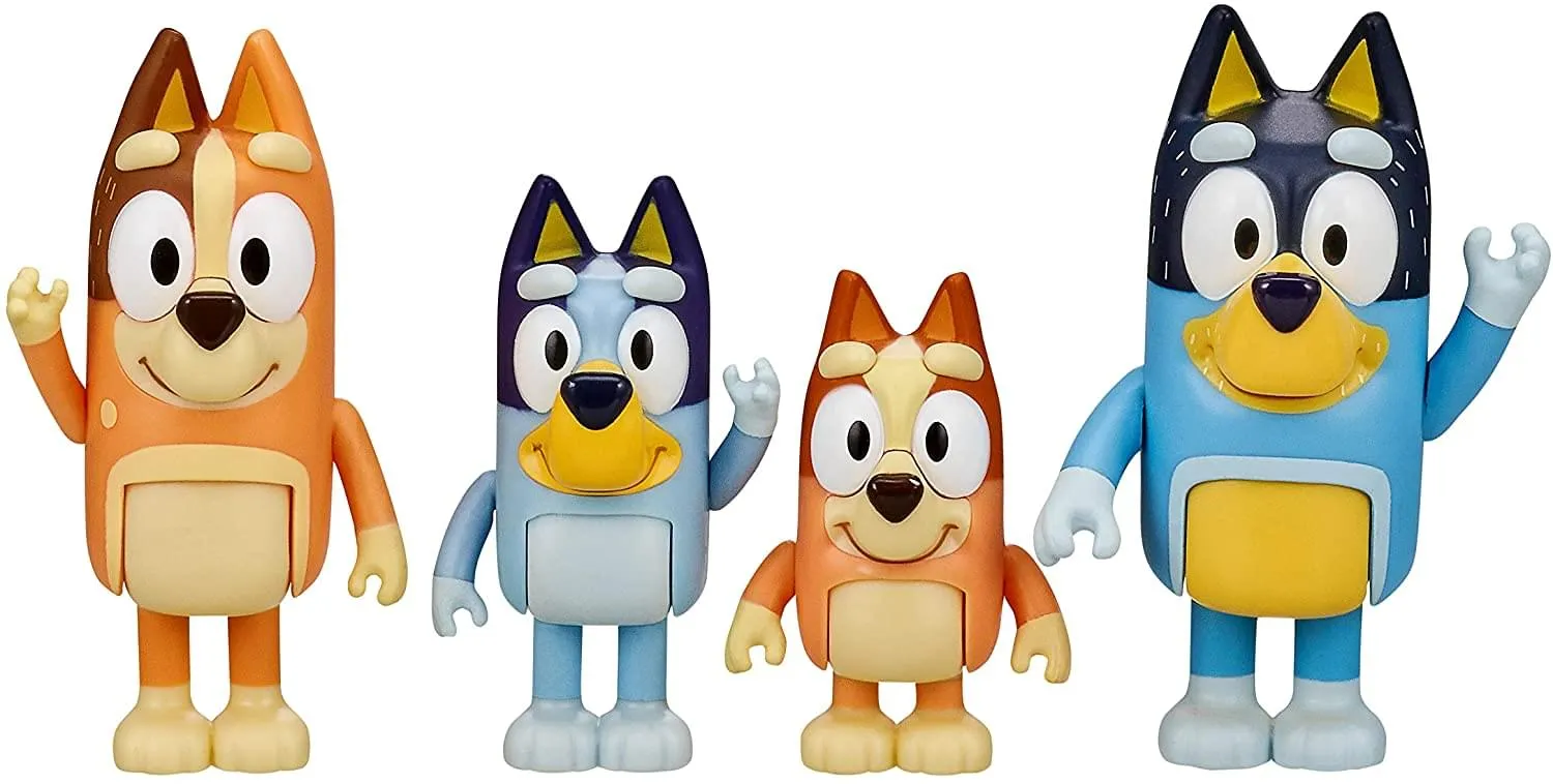 Bluey & Family Action Figure 4-Pack | Bluey | Bingo Chilli | Bandit