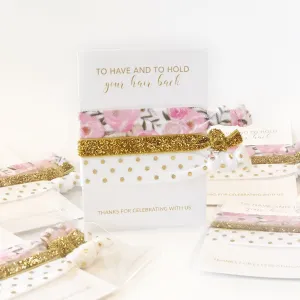 Blush Floral Bridal Shower Favors, Bachelorette Party Hair Ties, To Have and To Hold Your Hair Back, Hair Ties