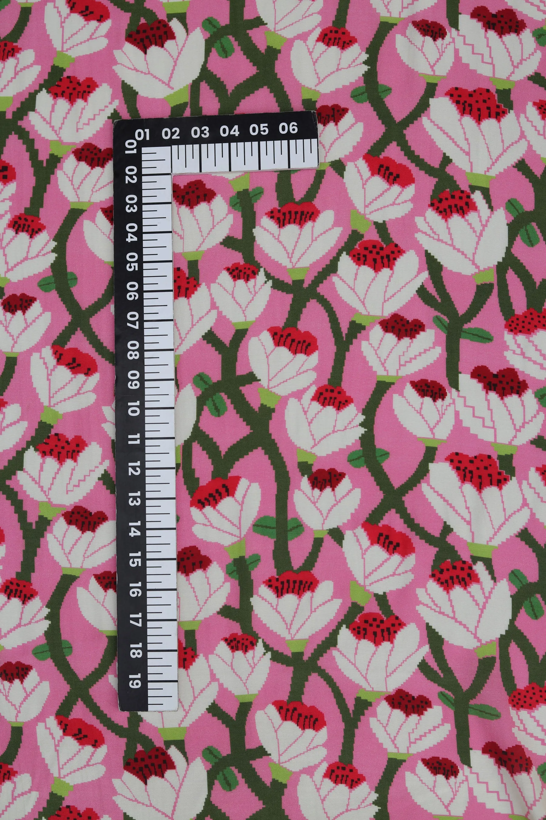 Bossy Pink All Over Flower Print Natural Muslin Silk Fabric