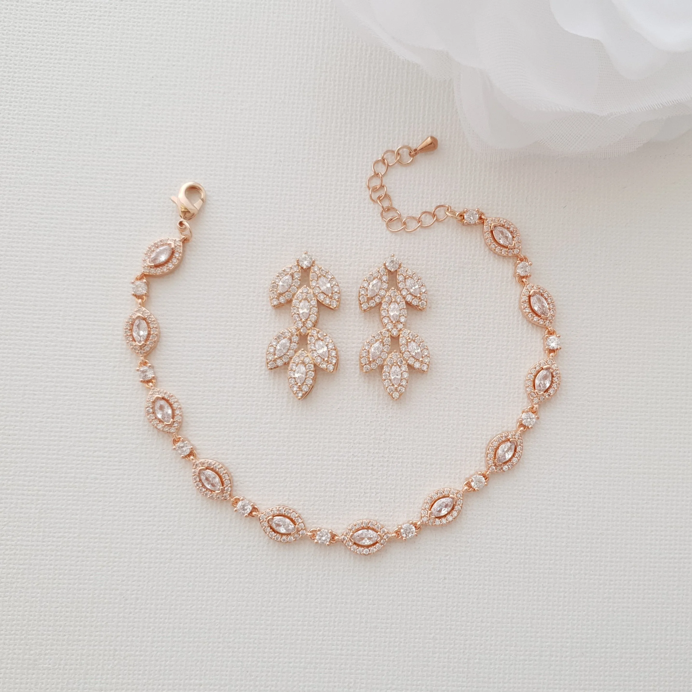 Bridal Jewelry Bracelet and Earrings Set-Abby