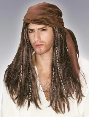 Caribbean Pirate Brown Beaded Wig