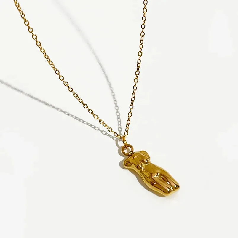 Chic Gold Female Figure Pendant Necklace