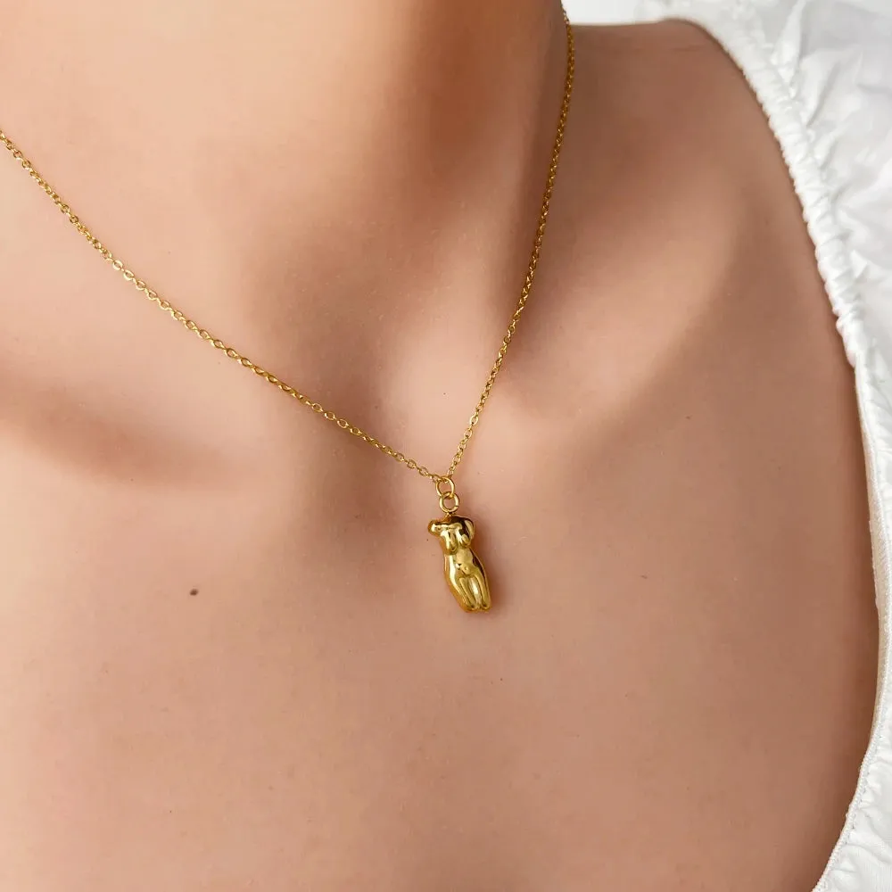 Chic Gold Female Figure Pendant Necklace