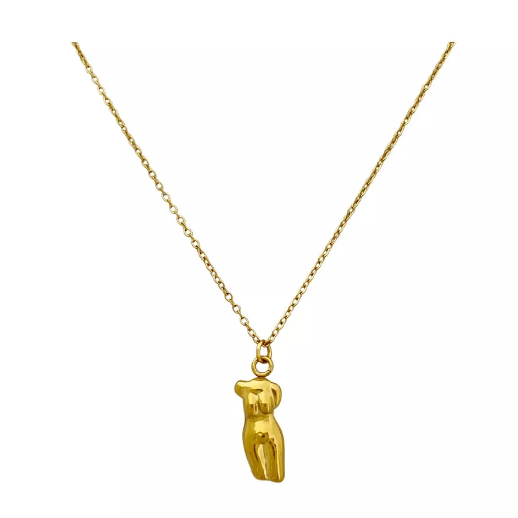 Chic Gold Female Figure Pendant Necklace