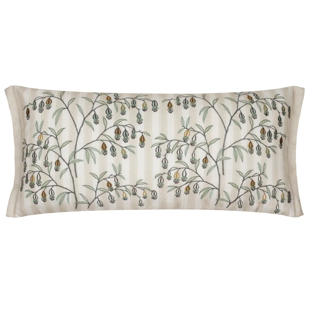 Chinese Lanterns Embroidered Cushion Linen