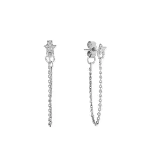 ChloBo Radiant Essence Chain Stud Earrings Silver