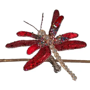 Christmas Decoration - Red Dragonfly Clip On