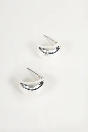 Chunky Silver Curve Hoop Earrings