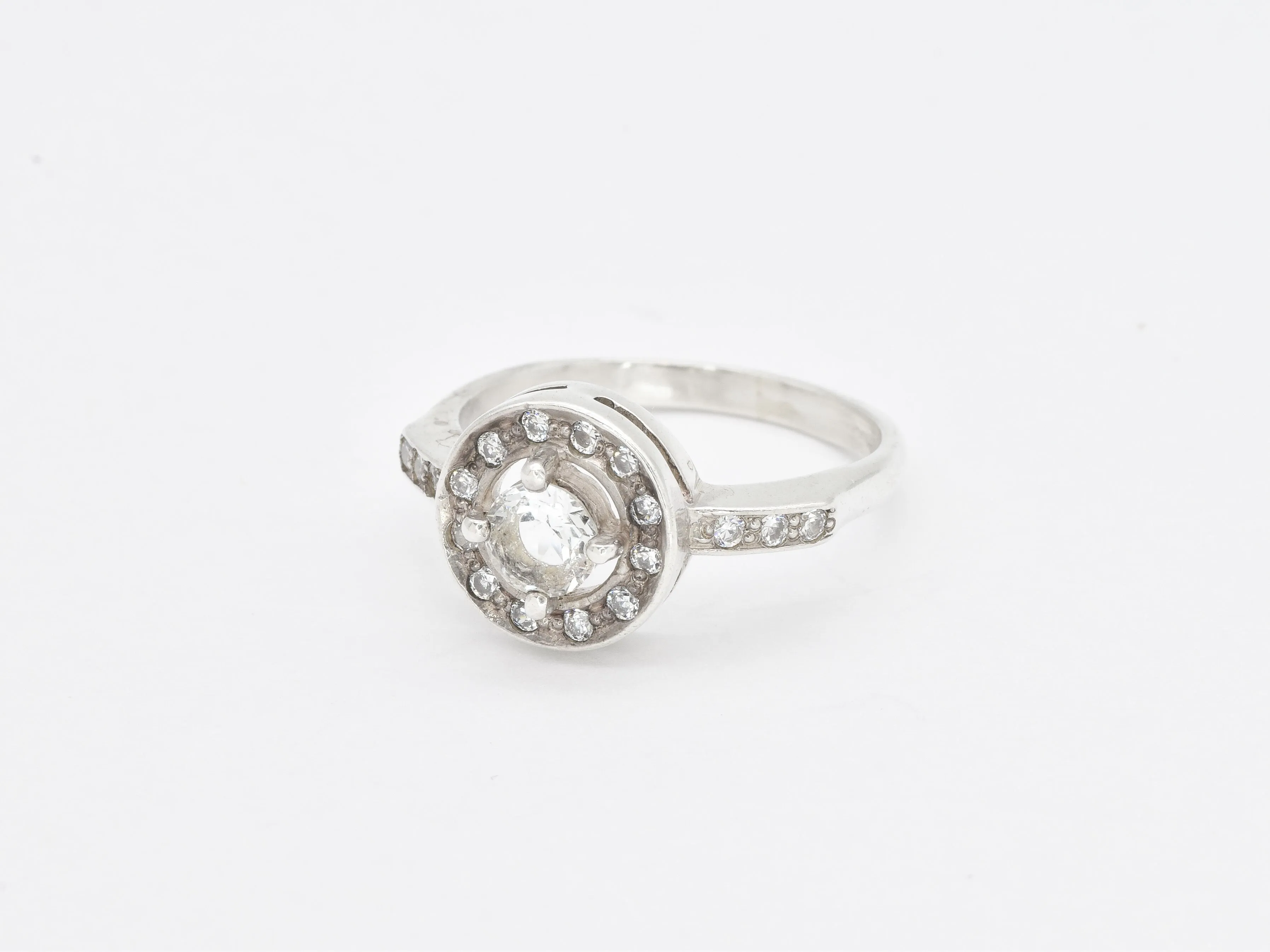 Cluster Topaz Ring - Natural White Topaz - Sparkly Round Ring