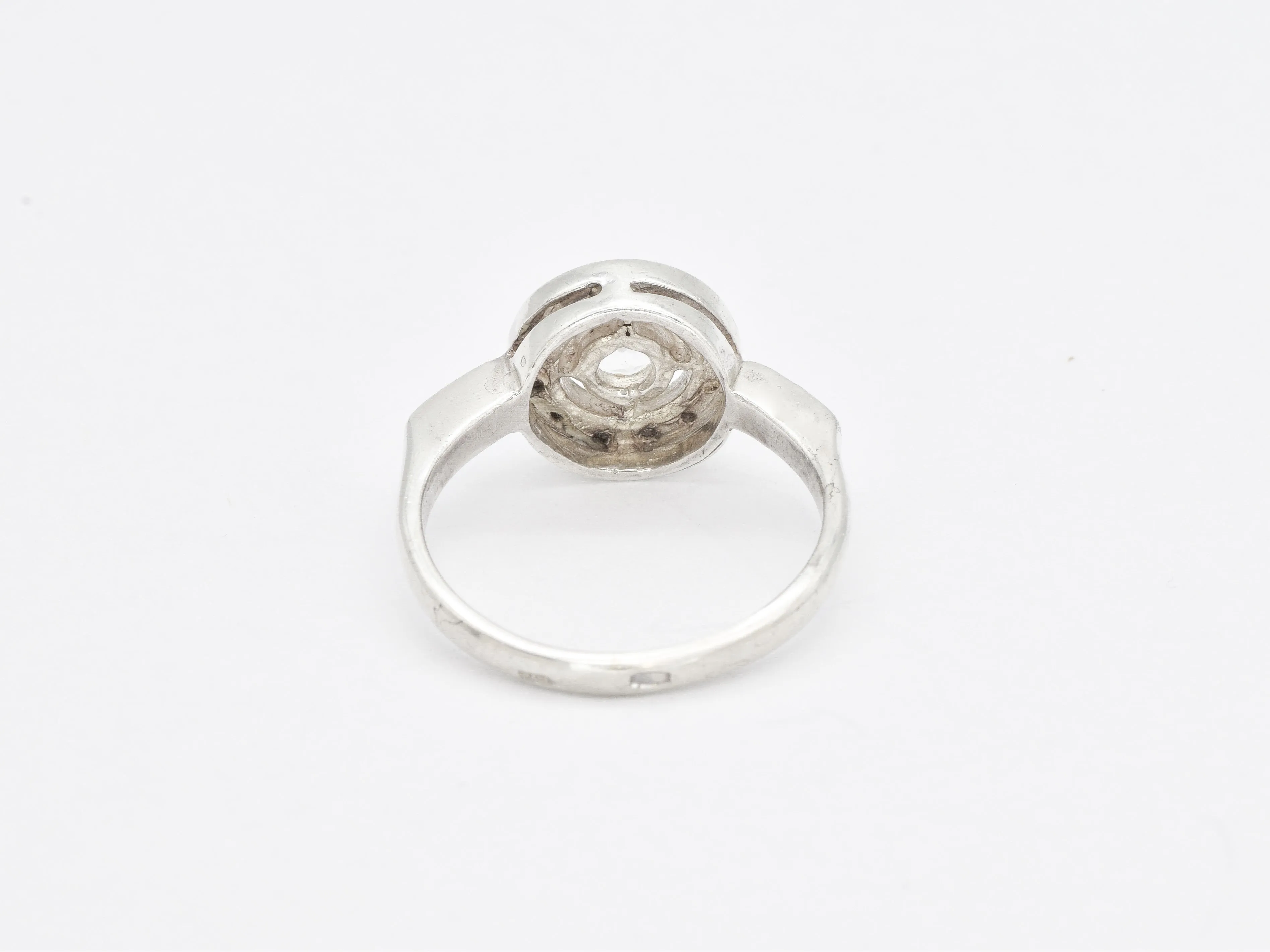 Cluster Topaz Ring - Natural White Topaz - Sparkly Round Ring