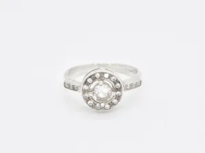 Cluster Topaz Ring - Natural White Topaz - Sparkly Round Ring