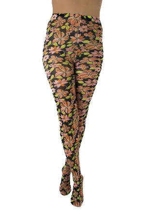 Colour Pop Floral Printed Tights - sizes 4-20