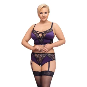 Cottelli Sexy Wet Look Purple Plus-size Bra Set