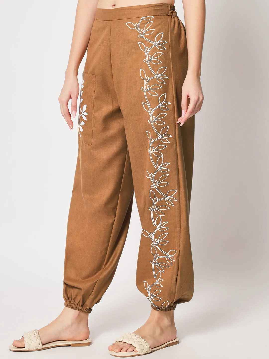 Cotton Placement Print Pocket Trousers