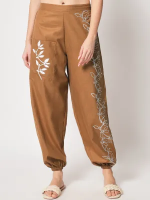 Cotton Placement Print Pocket Trousers