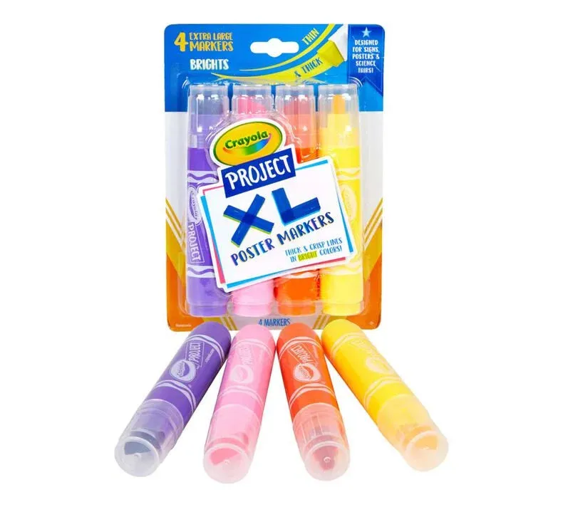 Crayola Project XL Poster Markers - Brights, Pack of 4