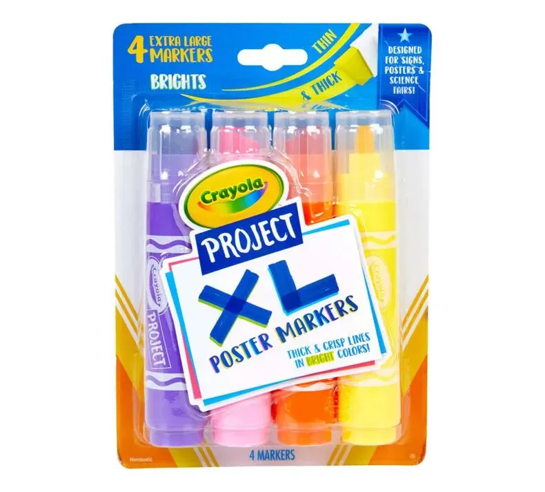 Crayola Project XL Poster Markers - Brights, Pack of 4