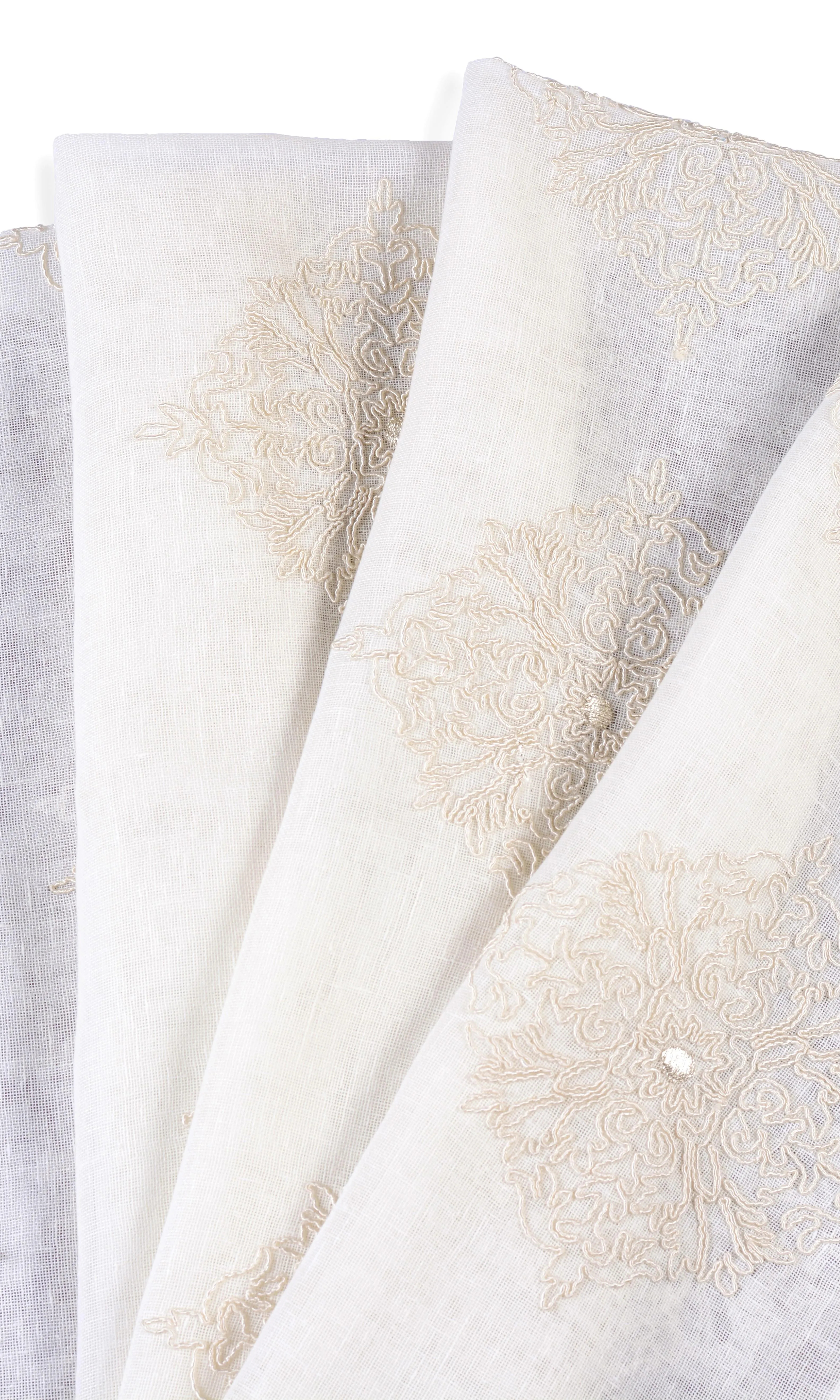 'Creamy Seed' Sheer Floral Embroidered Roman Shades (White/ Cream)