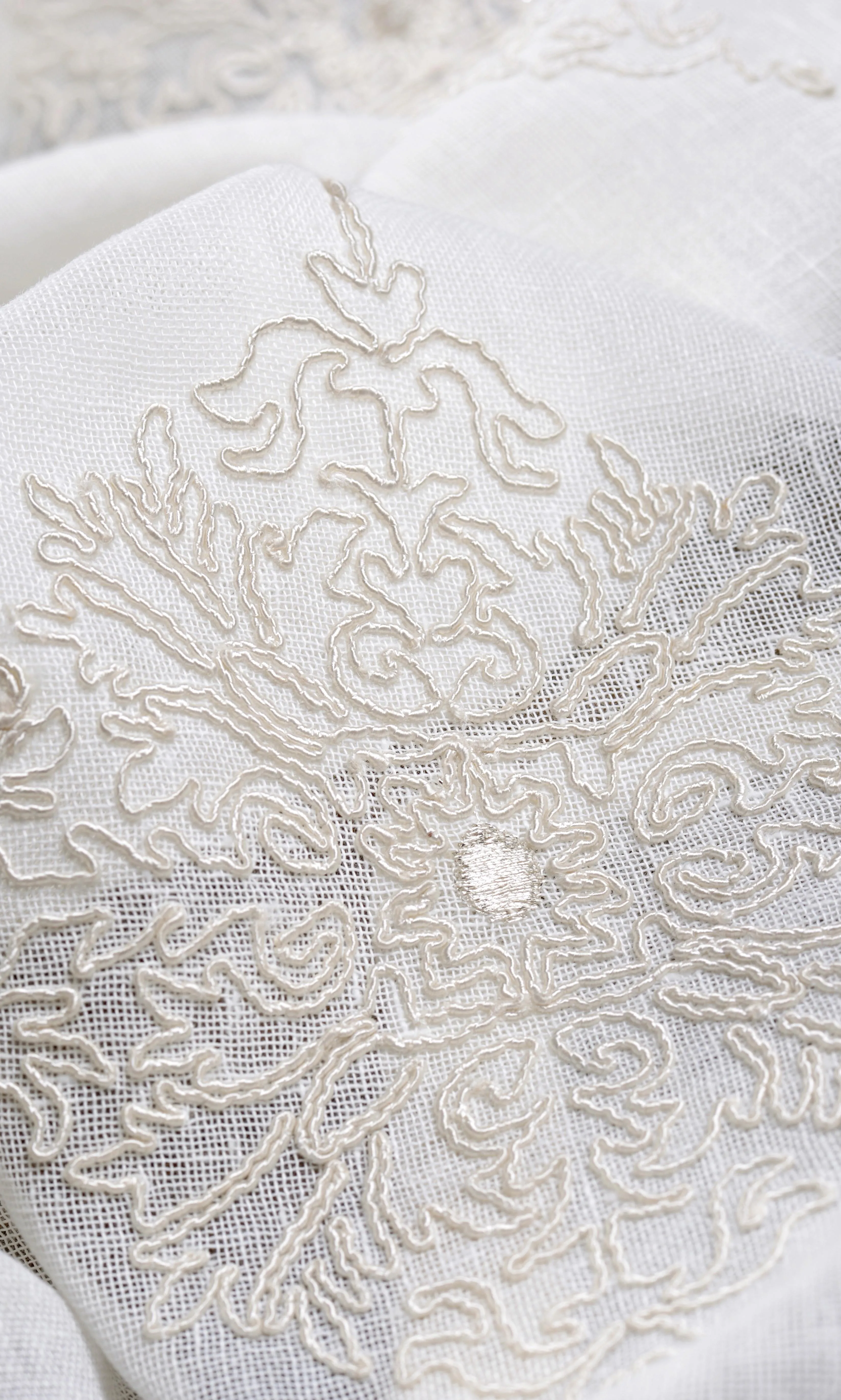 'Creamy Seed' Sheer Floral Embroidered Roman Shades (White/ Cream)