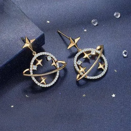 Created Diamond Unique Universe and Stars Earrings