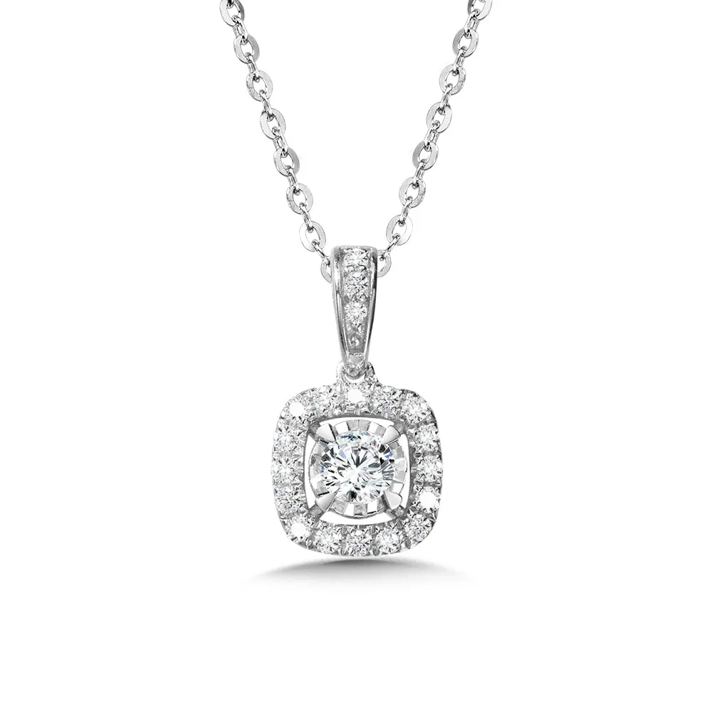 Cushion-Shaped, Diamond Star, Heavenly Halo Pendant (1/4 ctw)