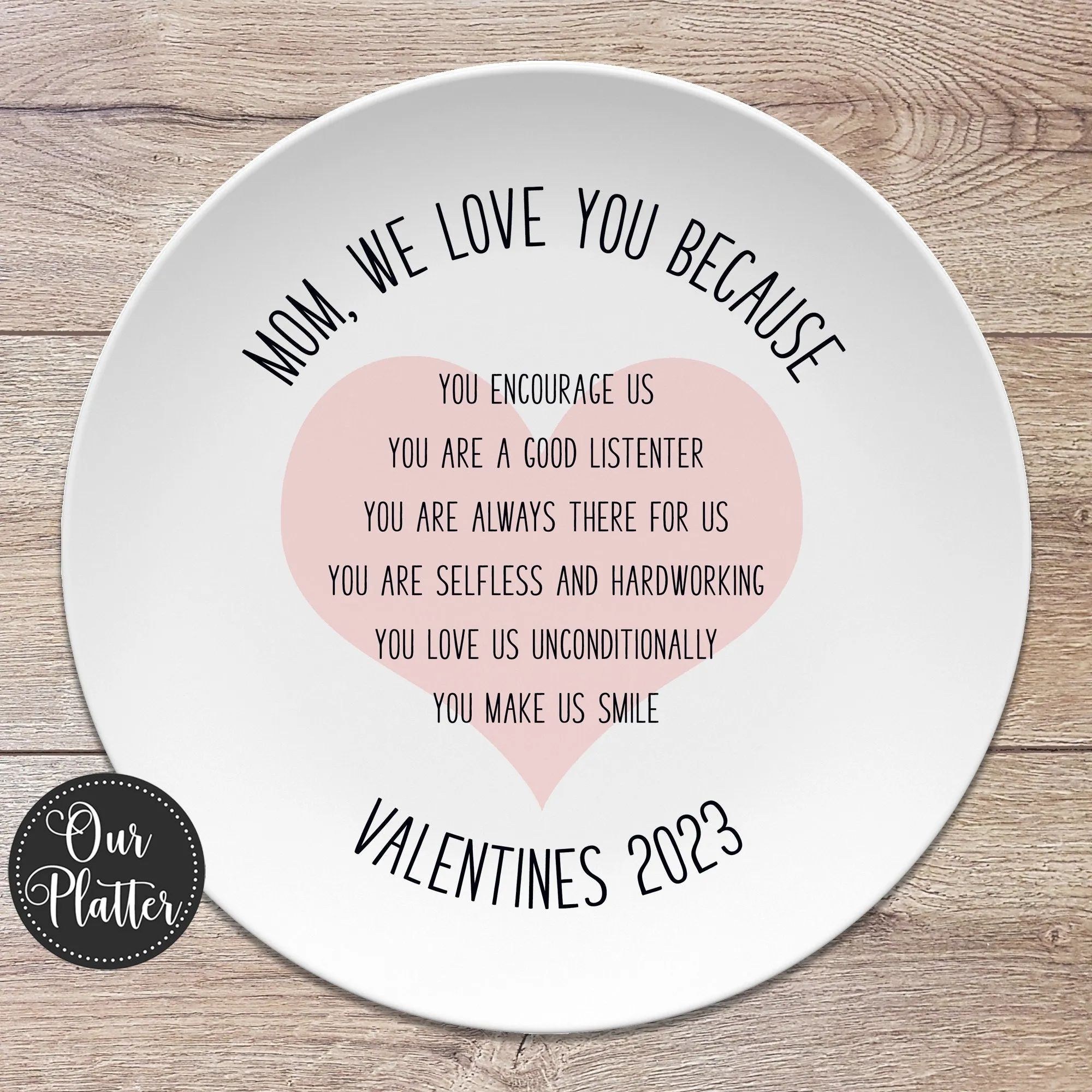 Custom Text "Love You Because" Personalized Plates