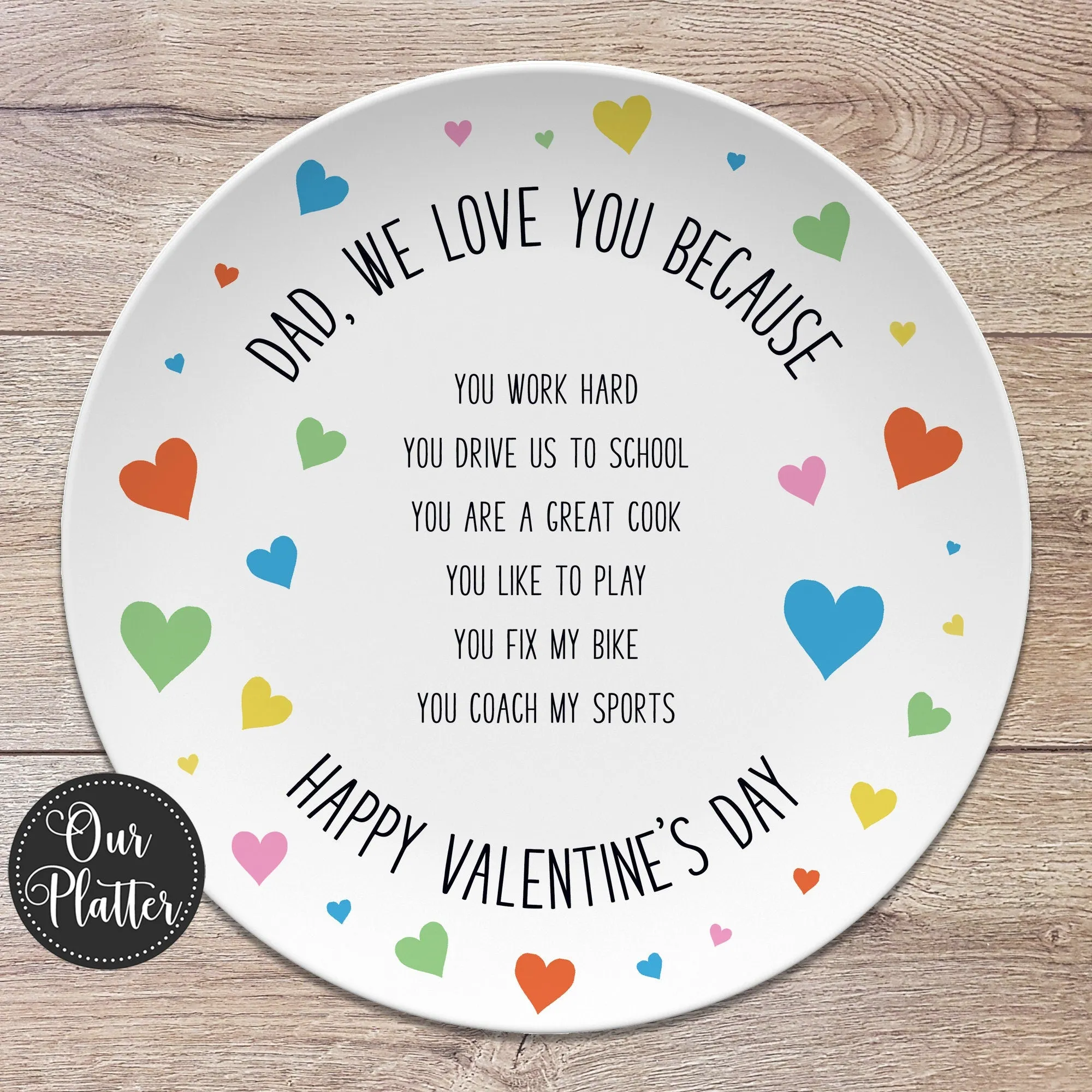 Custom Text "Love You Because" Personalized Plates