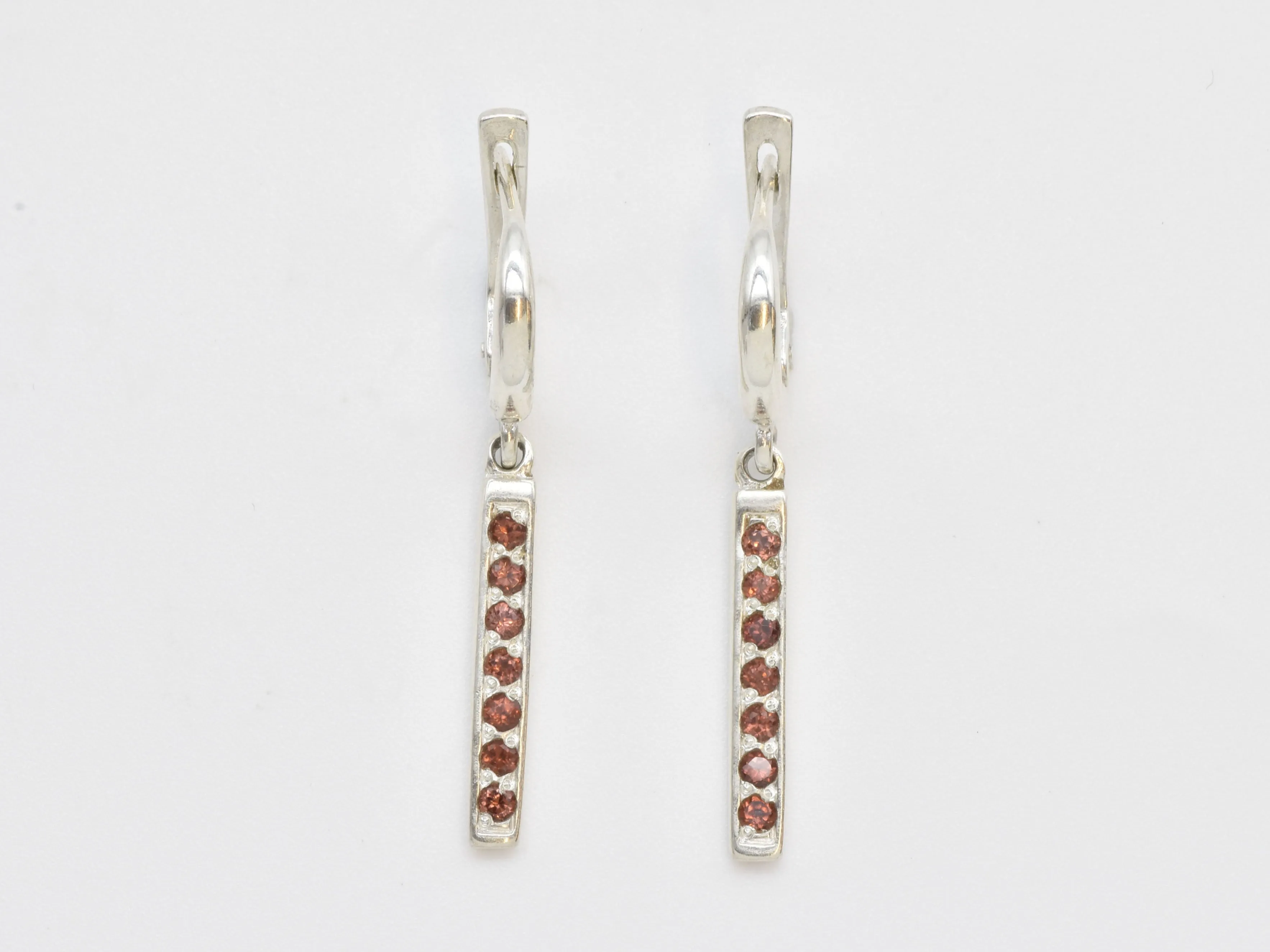 Dangling Garnet Earrings - Natural Garnet Earrings, Red Bar Earrings