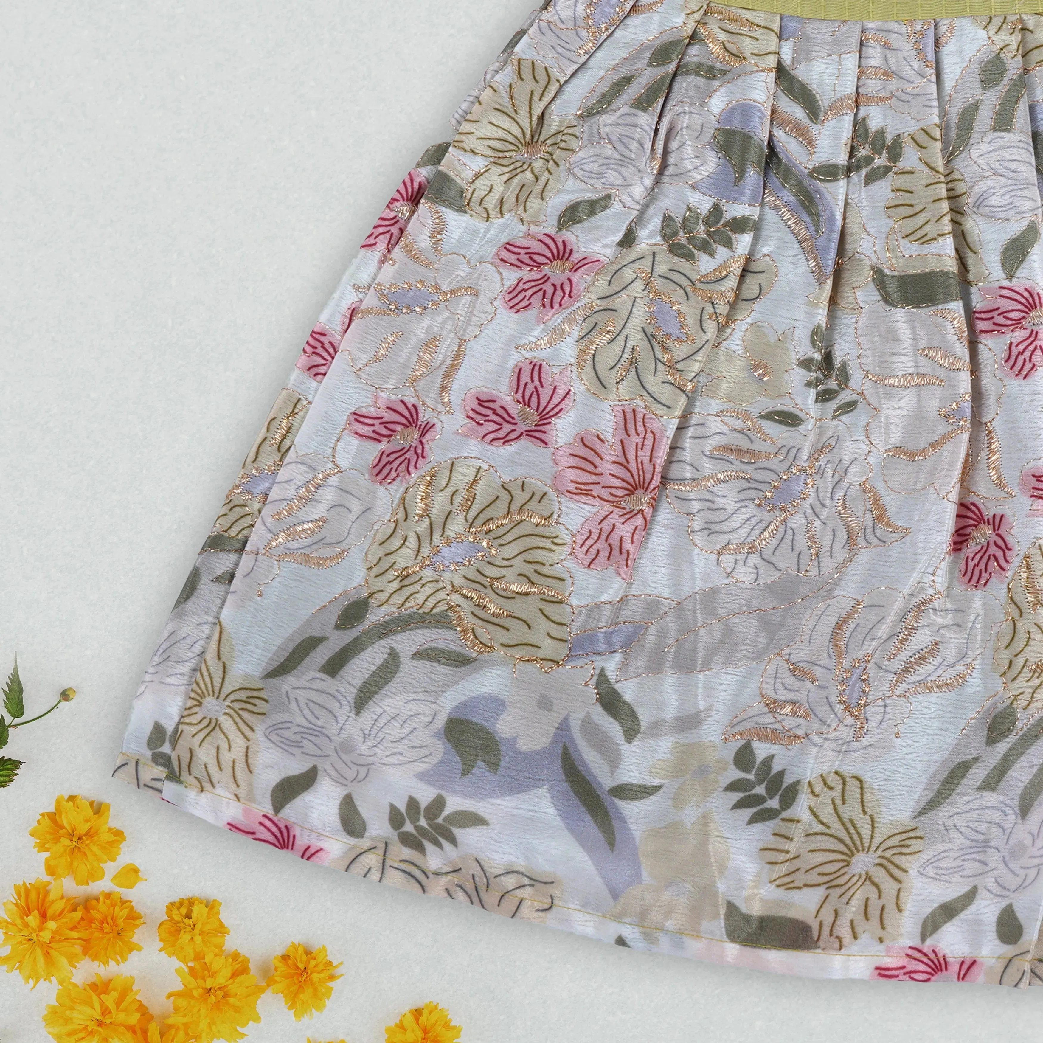 Delicate Floral Fantasy – Embroidered Frock for Girls