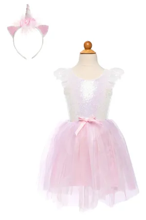 Dreamy Unicorn Dress & Headband, Iridescent Pink