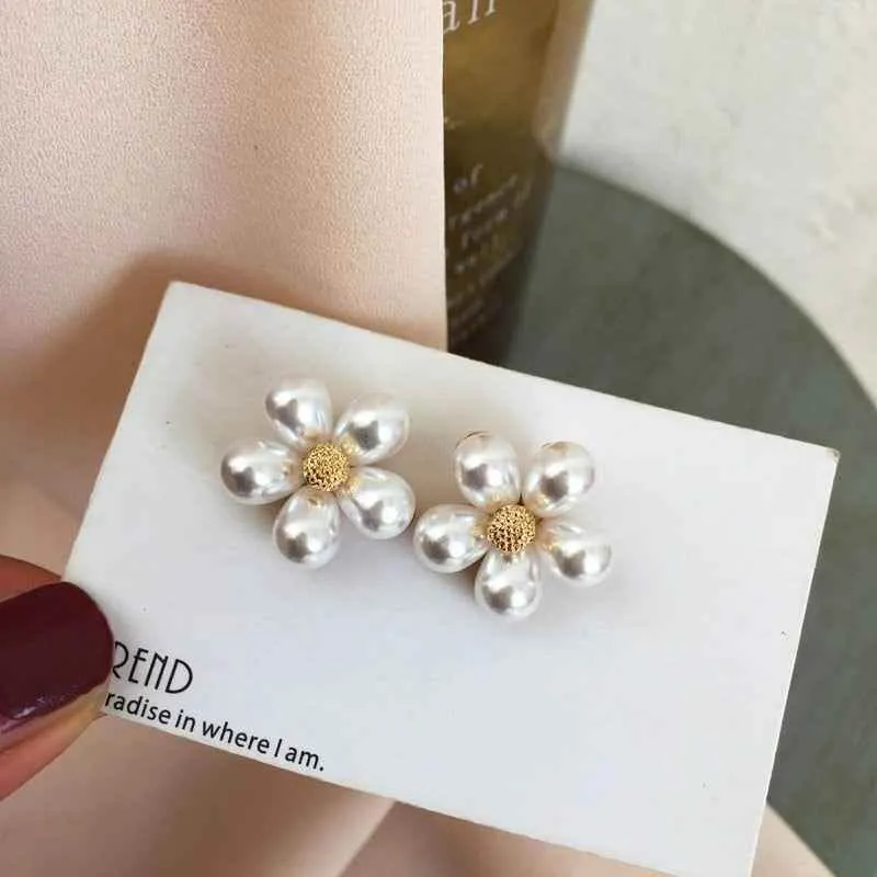 Earrings Charm Jewelry Faux Pearl Flower Fashion ET432