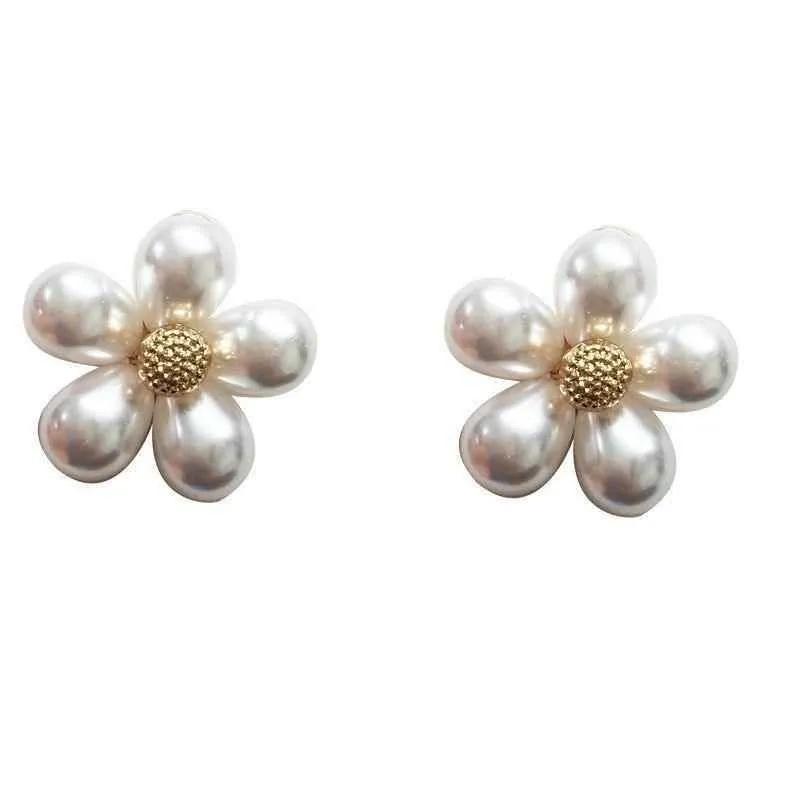 Earrings Charm Jewelry Faux Pearl Flower Fashion ET432