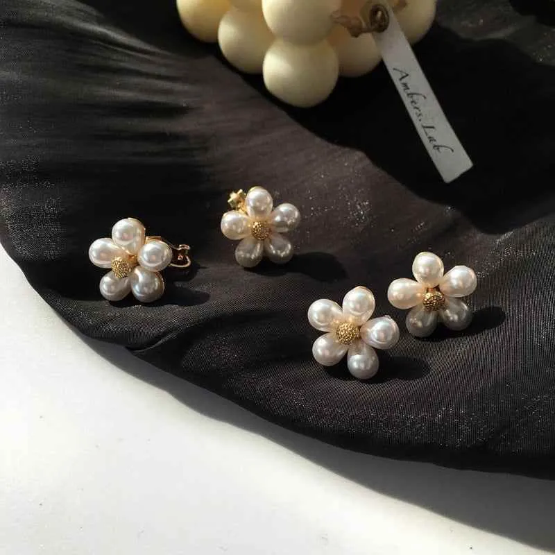 Earrings Charm Jewelry Faux Pearl Flower Fashion ET432