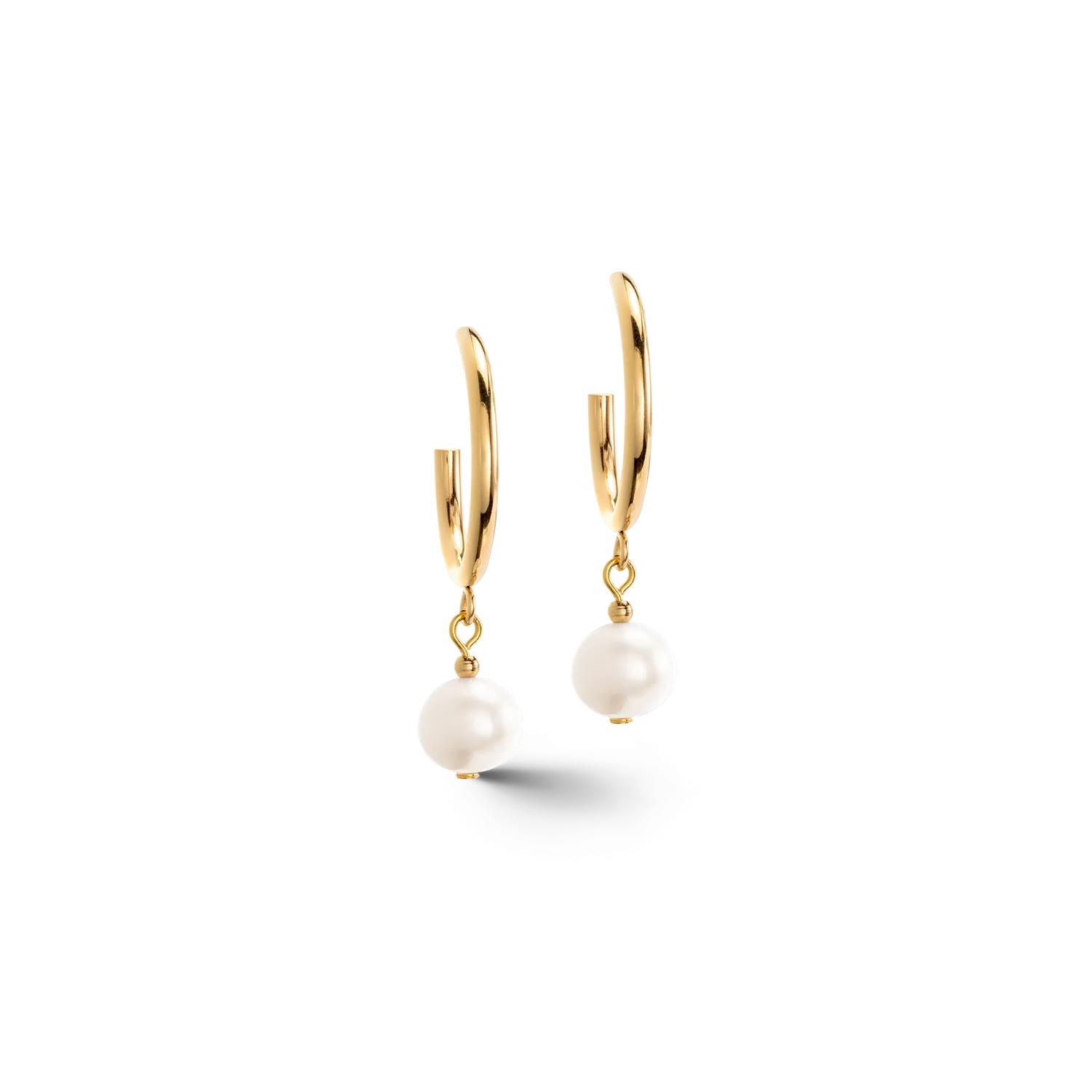 Earrings Creole Freshwater Pearls & Chunky Chain Navette Multiwear white-gold