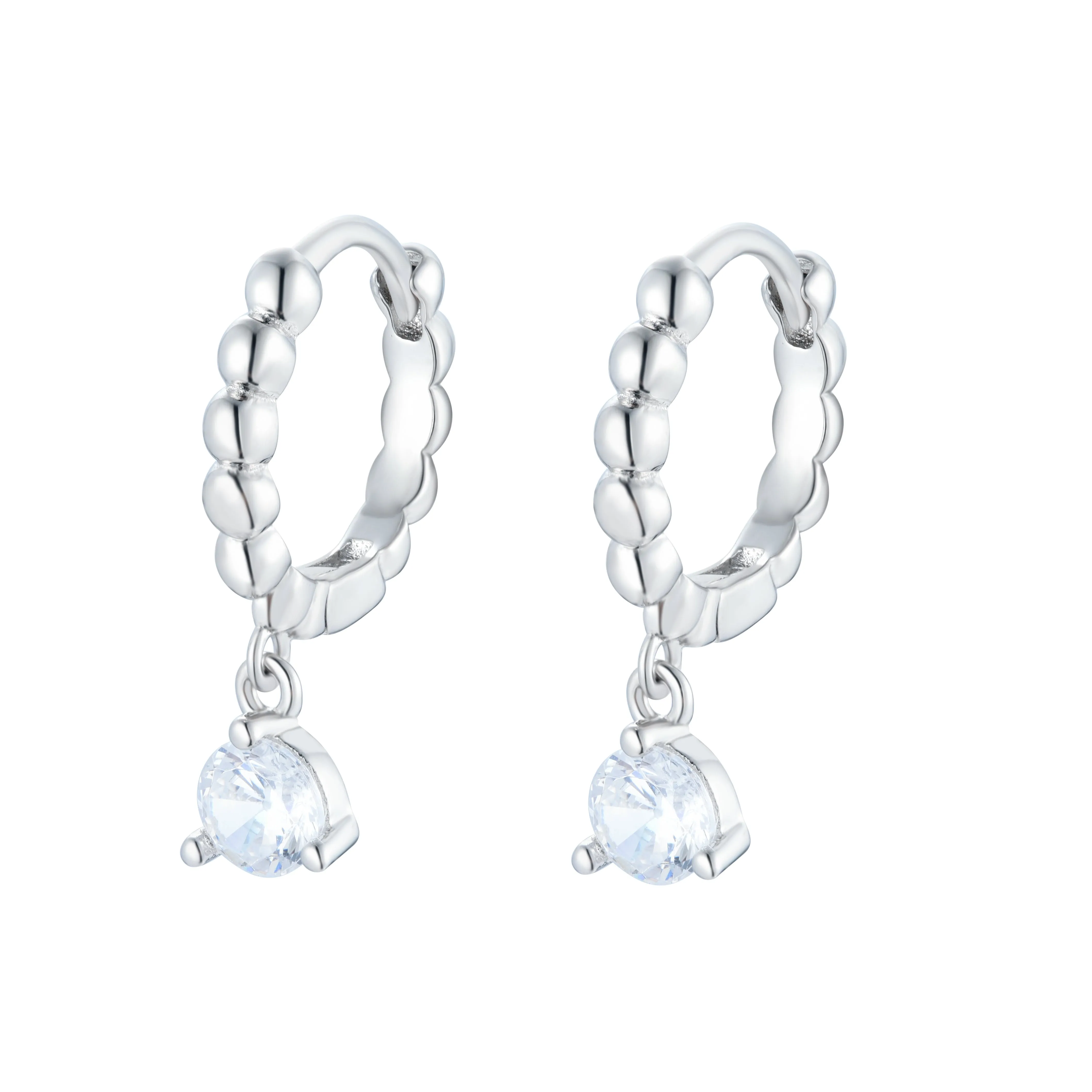 EG-39/S - Hoop Earrings with a Cubic Zirconia Drop