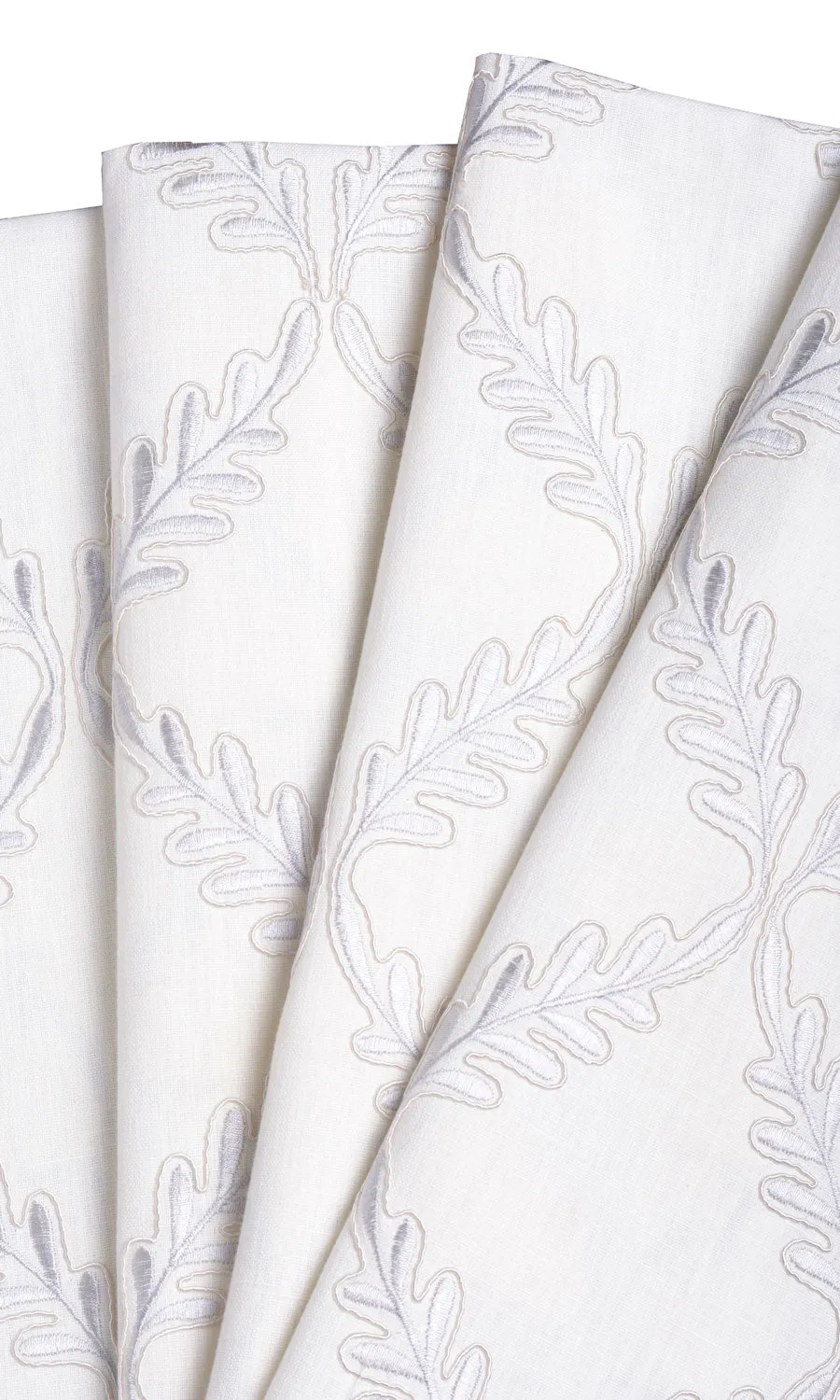 'Eira' Poly-Linen Embroidered Blinds (White/ Cream)